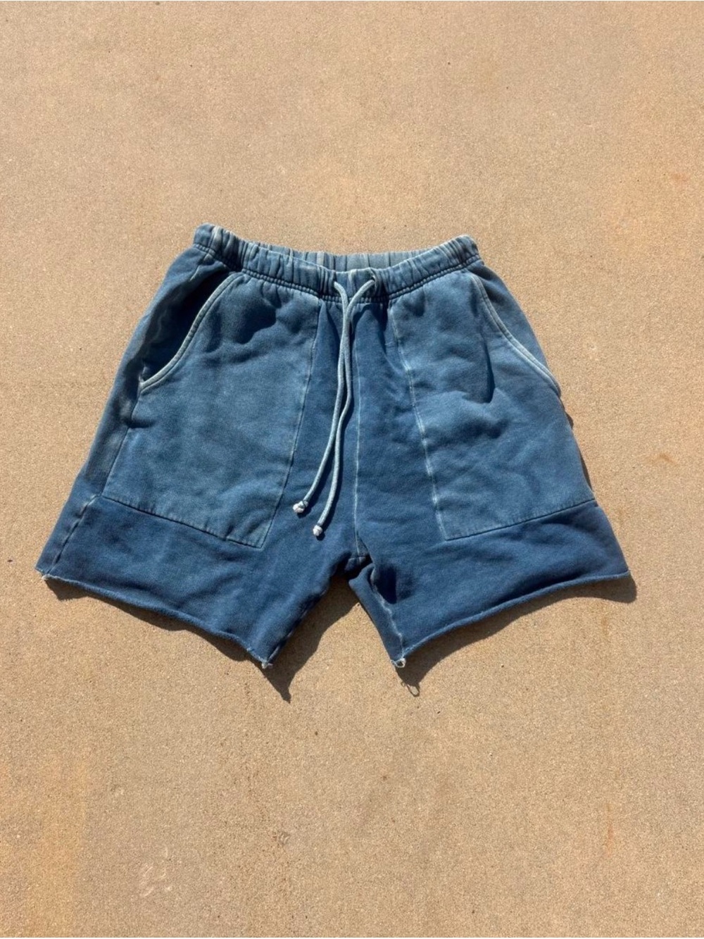 Men's Athletic Drawstring Shorts in Washed Blue